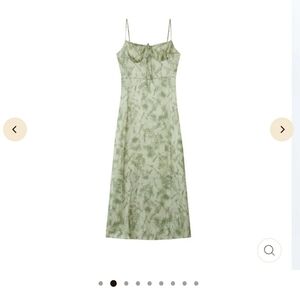 NWT Women's Mirra Masa Green Midi Floral Satin Slip on Dress Fairy Feminine Sz S